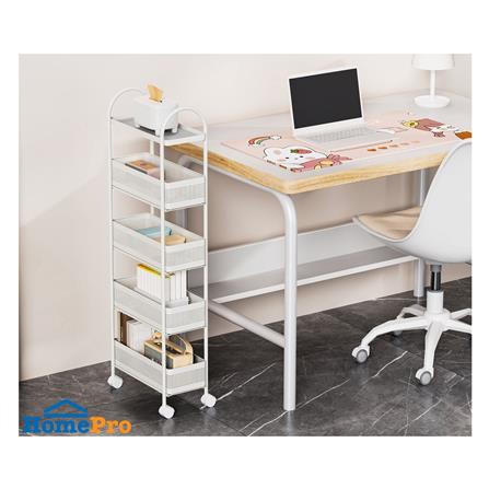 ชั้นวางของแคบ 5 ชั้น มีล้อ STACKO COMPACT 40X19.8X116 ซม. สีขาว_6