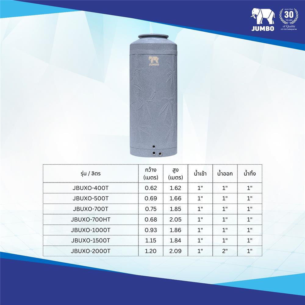 ถังเก็บน้ำ JUMBO BAMBU OPTIMUM 1500 ลิตร สีเทา