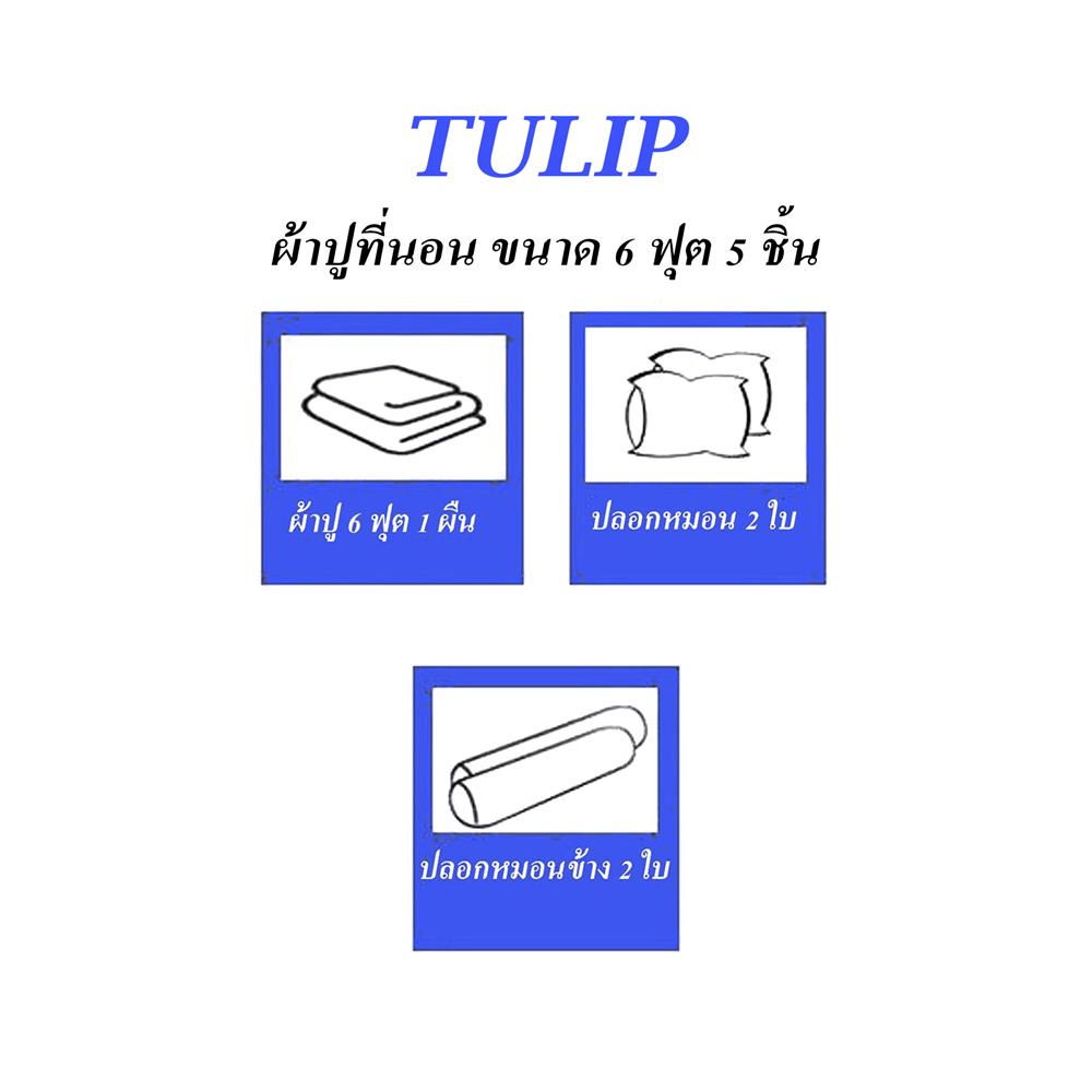 ชุดผ้าปูที่นอน 6 ฟุต 5 ชิ้น TULIP DELIGHT 60012-DL121