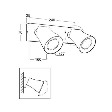 ไฟกิ่งภายใน L&E 01-03132 สีเทา 2 หัว_2