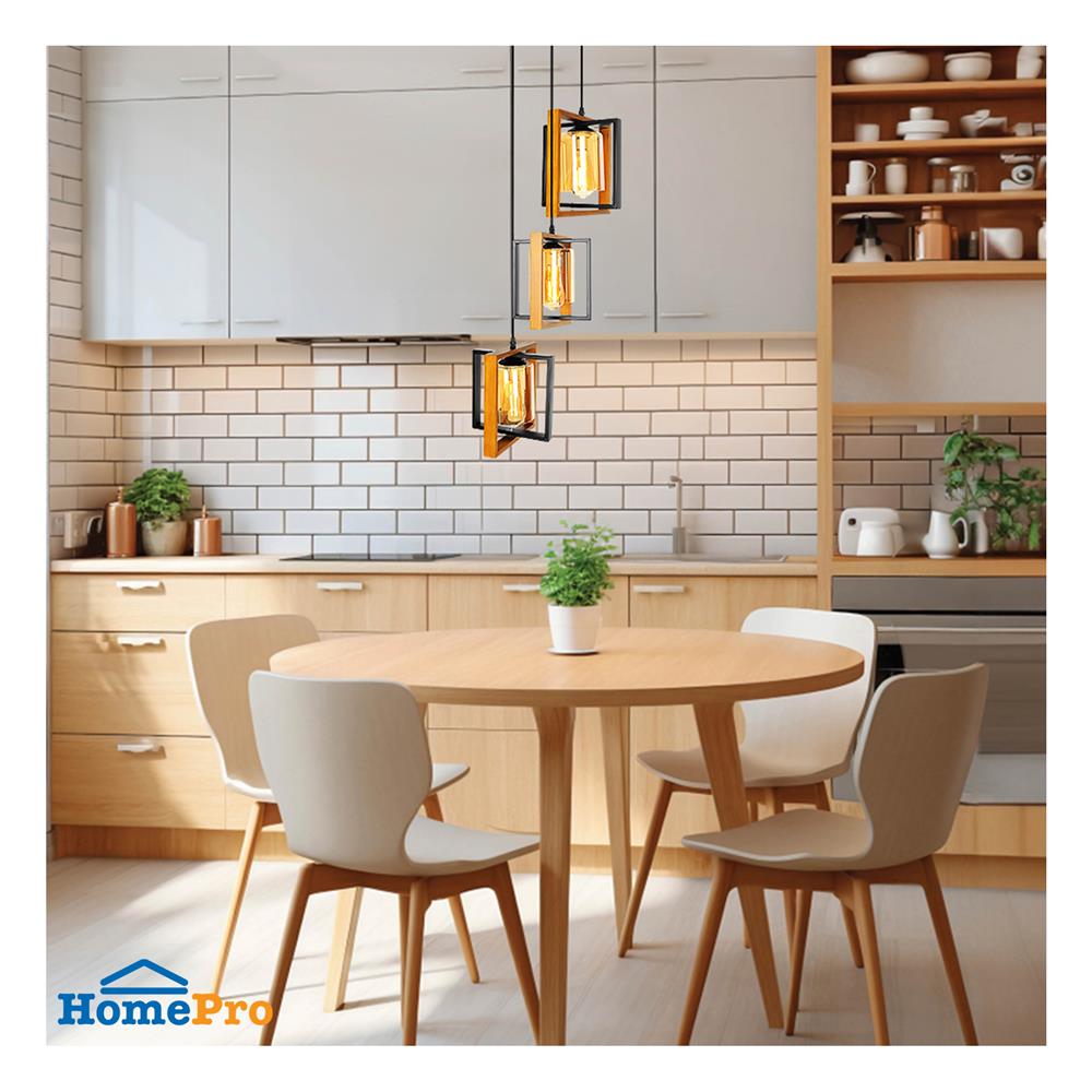 ไฟช่อ LUMAX 01-03150 สีดำ/น้ำตาล 3 หัว