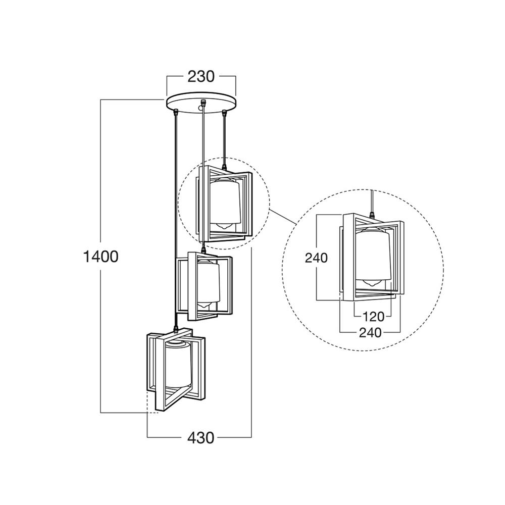 ไฟช่อ LUMAX 01-03150 สีดำ/น้ำตาล 3 หัว