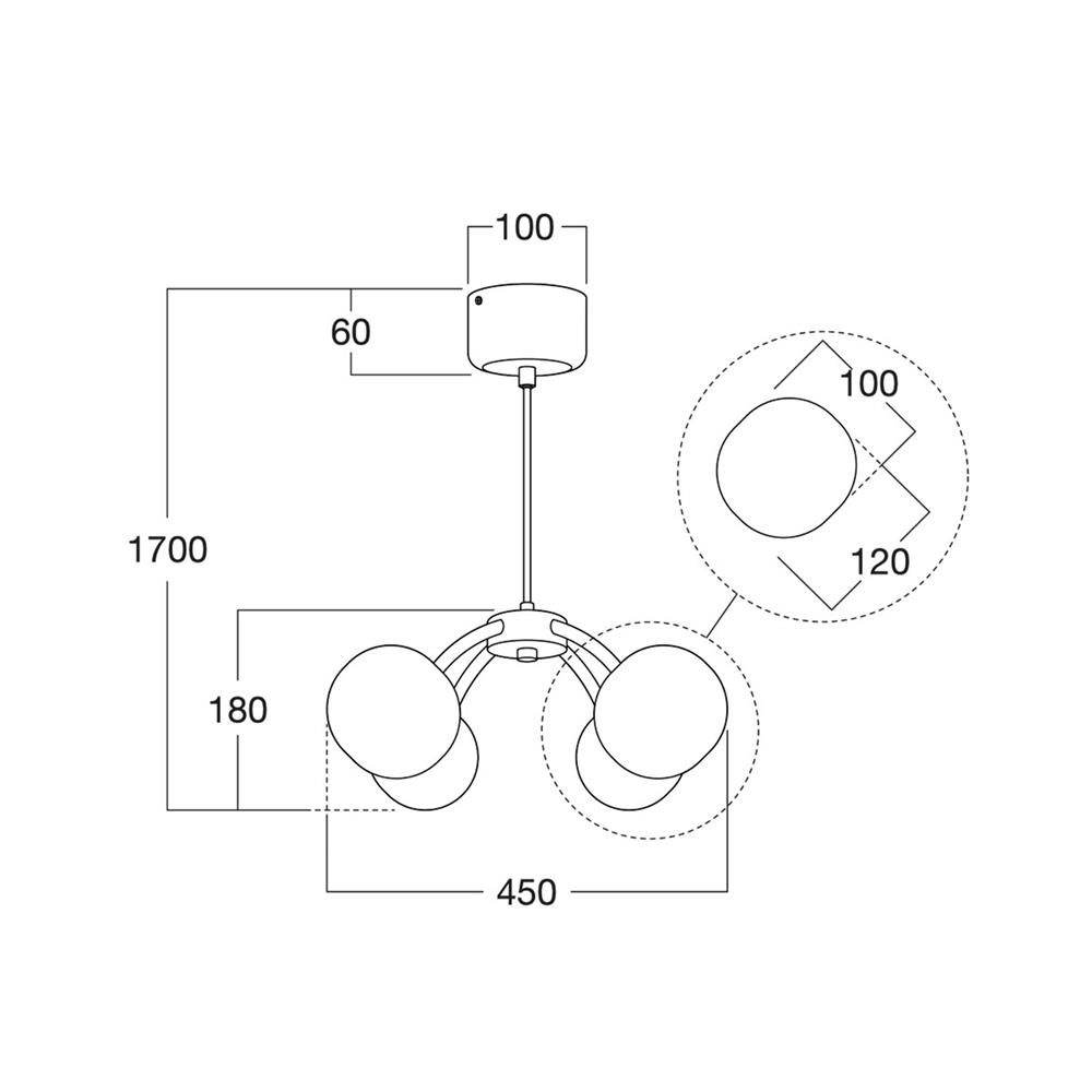 ไฟช่อ L&E 01-03126 สีขาว/ดำ 4 หัว
