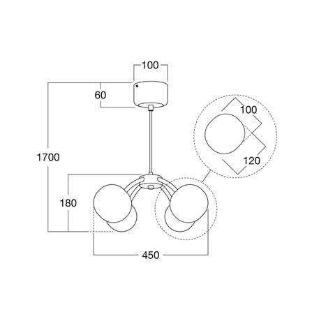 ไฟช่อ L&E 01-03126 สีขาว/ดำ 4 หัว_3