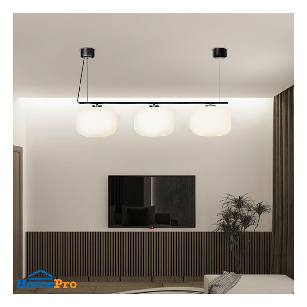 ไฟช่อ L&E 01-03125 สีขาว/ดำ 3 หัว