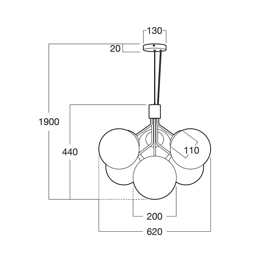 ไฟช่อ L&E 01-03123 สีดำ 6 หัว
