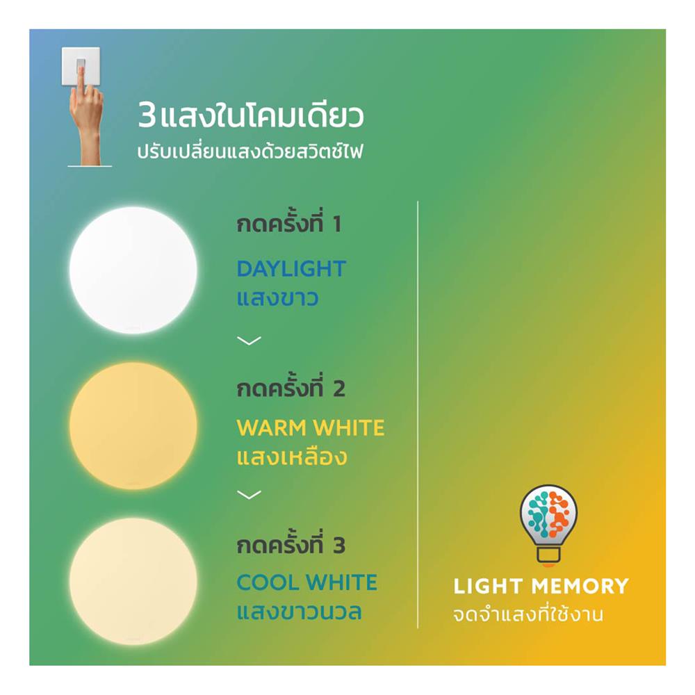 ไฟเพดาน LED LAMPTAN MILD 14.6 นิ้ว 24 วัตต์ DAYLIGHT/COOL WHITE/WARM WHITE สีขาว