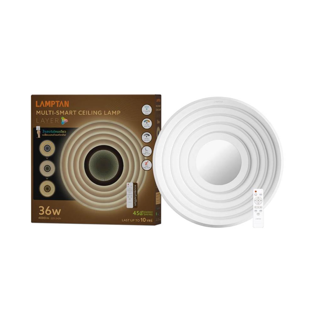 ไฟเพดาน LED LAMPTAN LAYER 19.6 นิ้ว 36 วัตต์ DAYLIGHT/COOL WHITE/WARM WHITE สีขาว