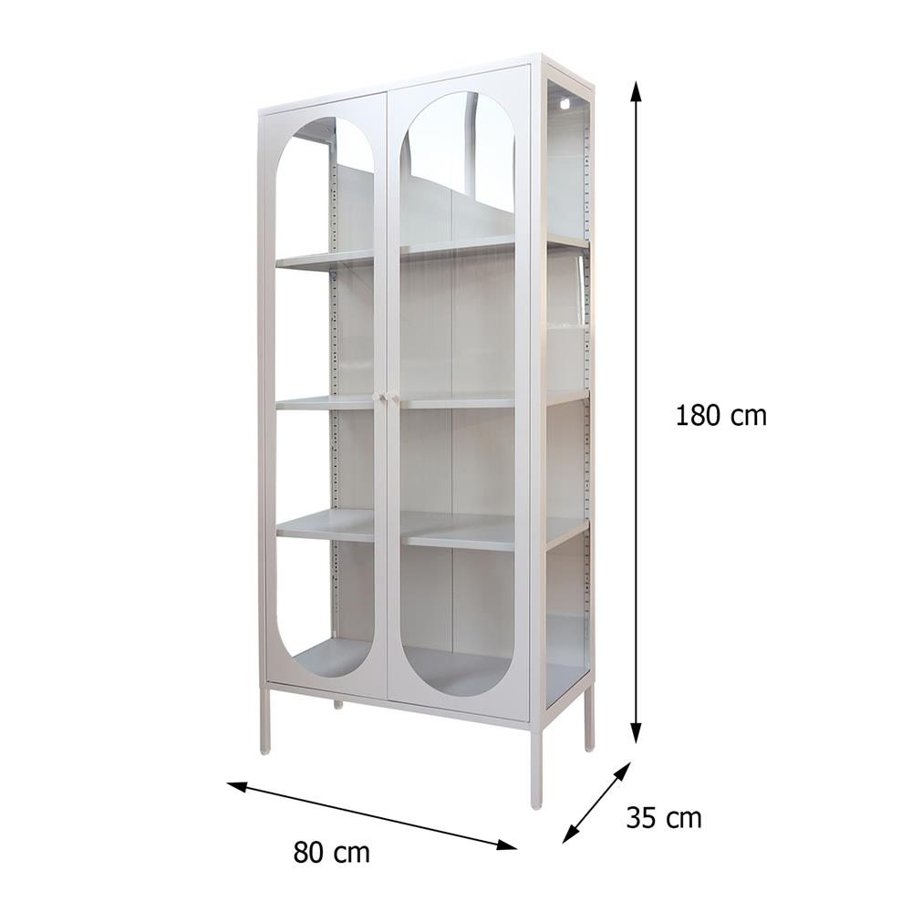 ตู้โชว์ 2 บานเปิด FURDINI CURLA 80 ซม. สีครีม