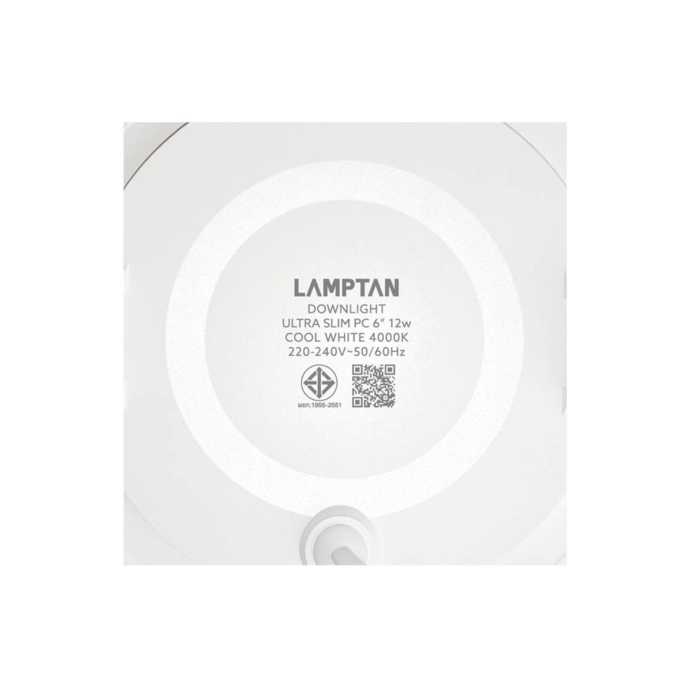ดาวน์ไลท์ LED LAMPTAN ULTRA SLIM PC 6 นิ้ว 12 วัตต์ COOL WHITE สีขาว