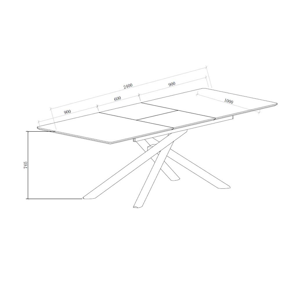 โต๊ะอาหารปรับขยาย BENETTA EXTEND 180-240 ซม. สีขาว/ดำ