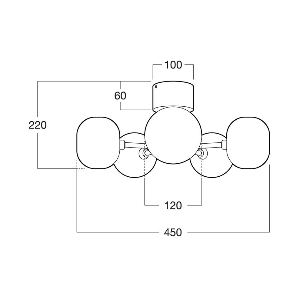 ไฟถาด L&E 01-03127 สีขาว/ดำ 5 หัว