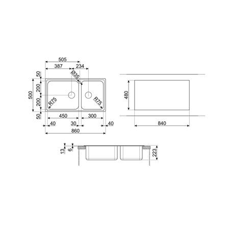 ซิงค์ฝัง 2 หลุม SMEG LG862-2 เงิน_2