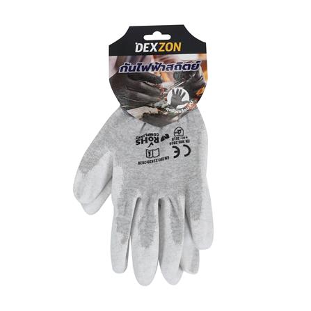 ถุงมือไนลอนเคลือบ PU DEXZON SIZE L สีขาว/เทา (แพ็ก 1 คู่)_1