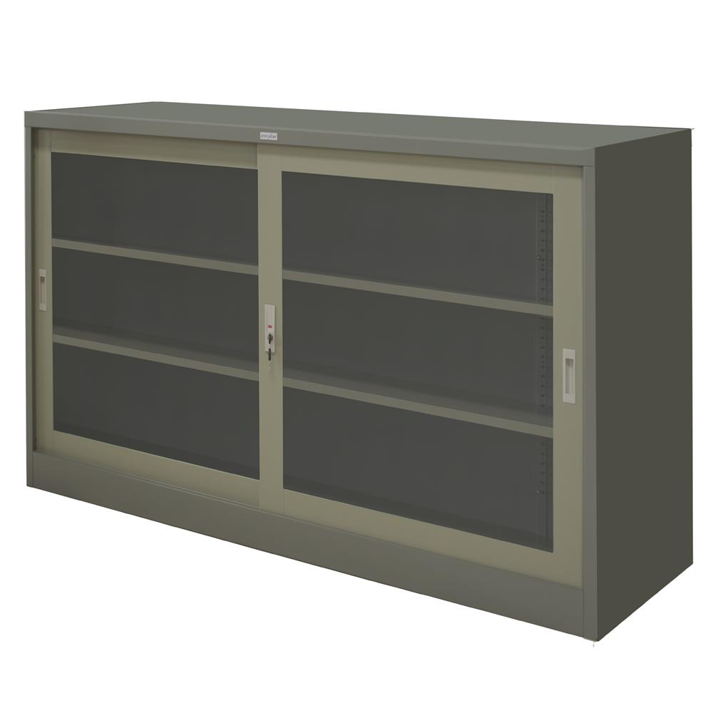 ตู้เหล็กบานเลื่อนกระจก WORKSCAPE ZDG-325 สีเทา