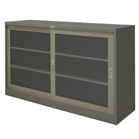 ตู้เหล็กบานเลื่อนกระจก WORKSCAPE ZDG-325 สีเทา_0