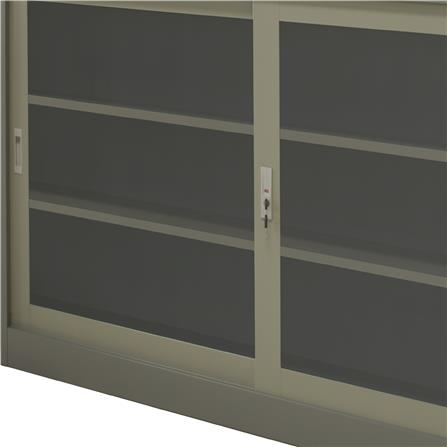 ตู้เหล็กบานเลื่อนกระจก WORKSCAPE ZDG-325 สีเทา_1