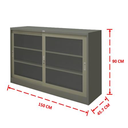 ตู้เหล็กบานเลื่อนกระจก WORKSCAPE ZDG-325 สีเทา_2