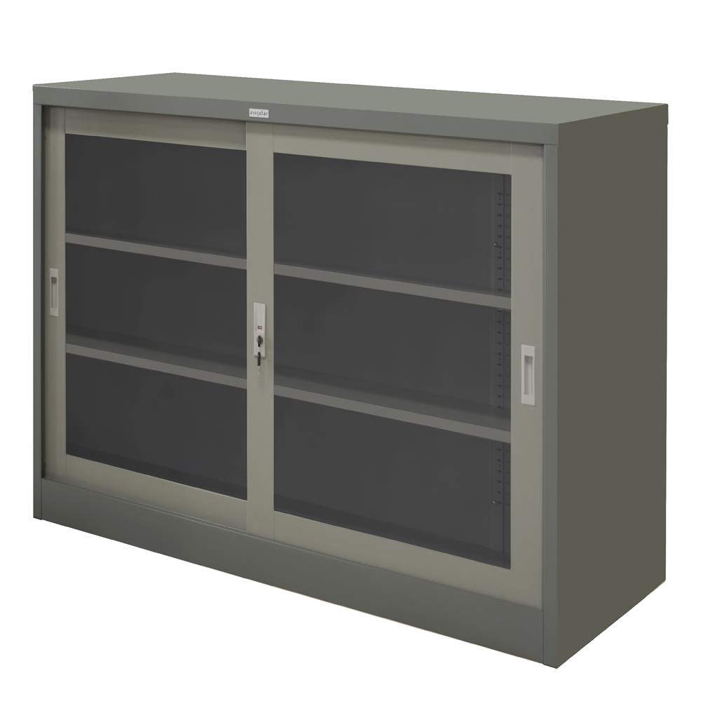 ตู้เหล็กบานเลื่อนกระจก WORKSCAPE ZDG-324 สีเทา