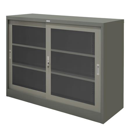 ตู้เหล็กบานเลื่อนกระจก WORKSCAPE ZDG-324 สีเทา_0