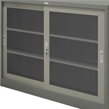 ตู้เหล็กบานเลื่อนกระจก WORKSCAPE ZDG-324 สีเทา_1