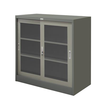 ตู้เหล็กบานเลื่อนกระจก WORKSCAPE ZDG-323 สีเทา_0