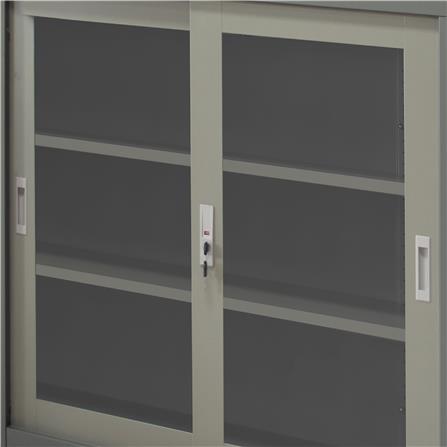 ตู้เหล็กบานเลื่อนกระจก WORKSCAPE ZDG-323 สีเทา_1