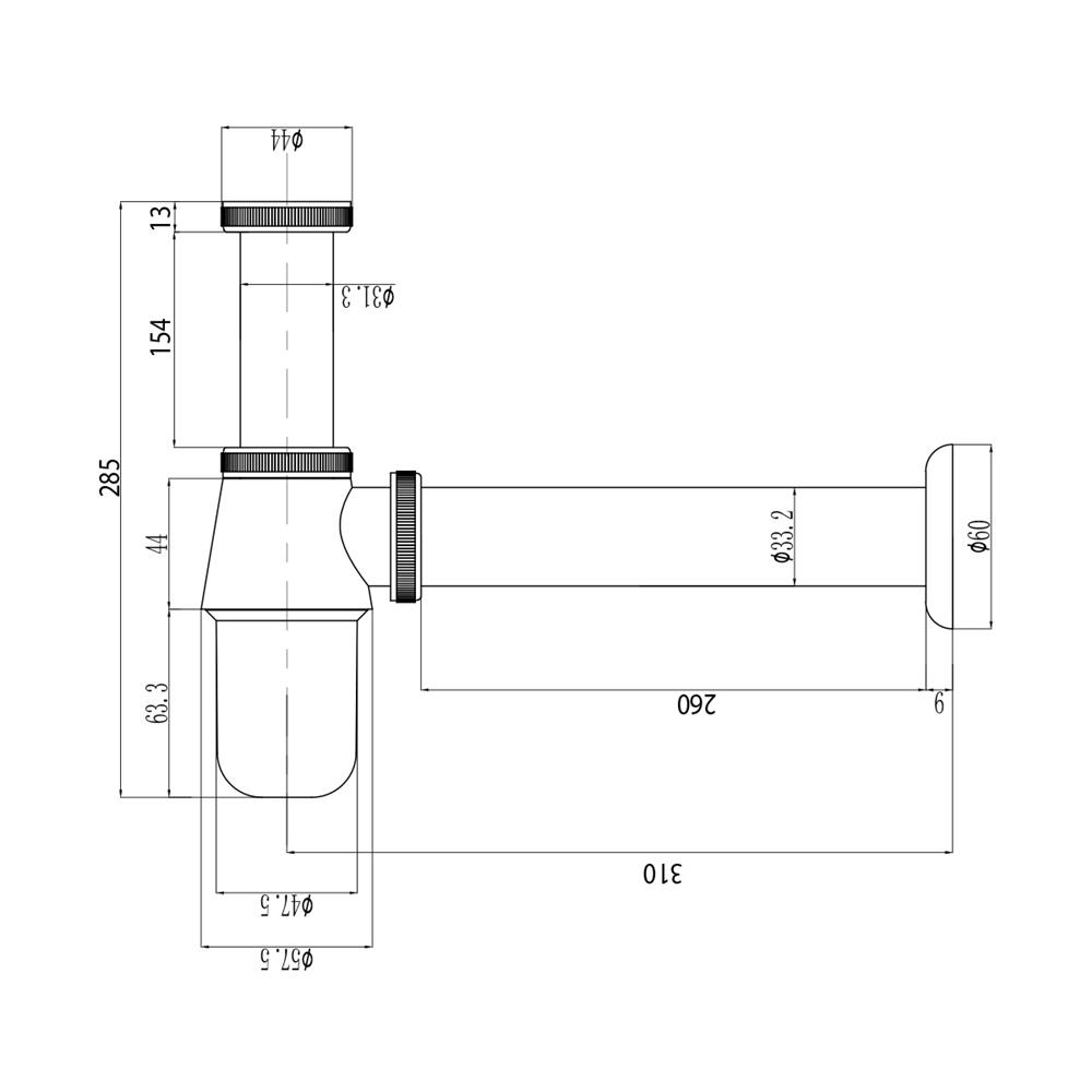 ท่อน้ำทิ้งอ่างล้างหน้ากระปุก DONMARK GL-5334 25 ซม.