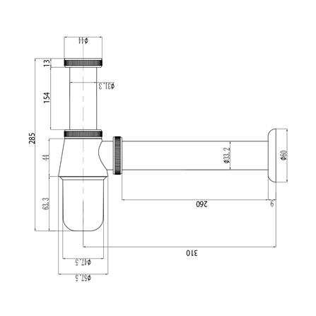 ท่อน้ำทิ้งอ่างล้างหน้ากระปุก DONMARK GL-5334 25 ซม._4