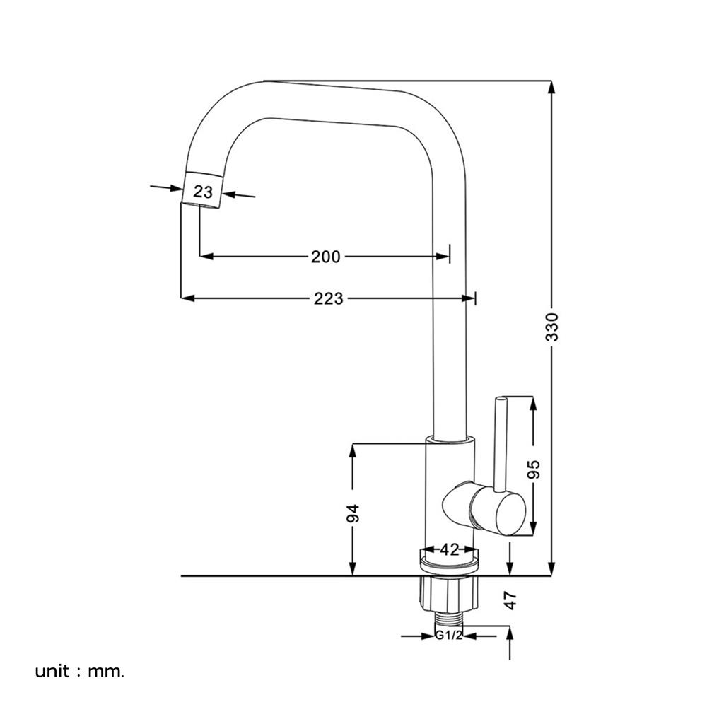 ก๊อกซิงค์เดี่ยวเคาน์เตอร์ RASLAND RA A11021-777STN