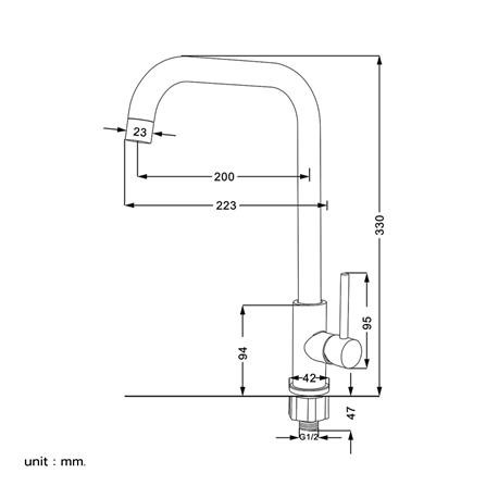 ก๊อกซิงค์เดี่ยวเคาน์เตอร์ RASLAND RA A11021-777STN_6