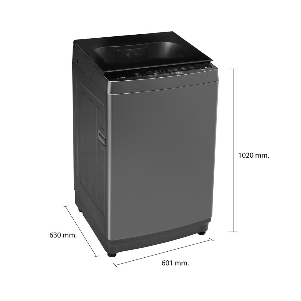 เครื่องซักผ้าฝาบน TOSHIBA AW-DUM1600LT(SG) PCR 15 กก. 680RPM อินเวอร์เตอร์ สีเงิน