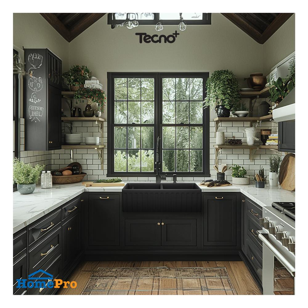 ซิงค์ฝัง 2 หลุม TECNOPLUS 838457 CB BK CE 83.8 ซม. สีดำ