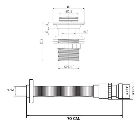 ท่อน้ำทิ้งอ่างล้างหน้าท่อย่น DONMARK GL-5337 70 ซม._5