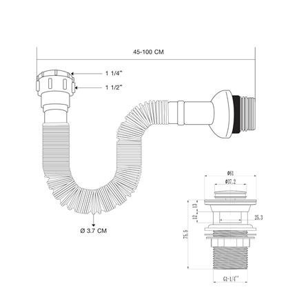 ชุดท่อน้ำทิ้งอ่างล้างหน้าท่อย่น DONMARK GL-5335 100 ซม._5
