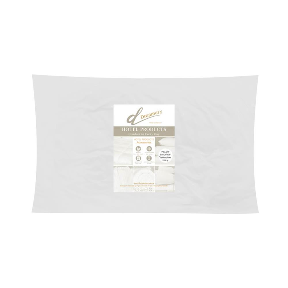 หมอนหนุน ไมโครไฟเบอร์ DREAMERY MICROFIBER 1200G. 20x36 นิ้ว สีขาว