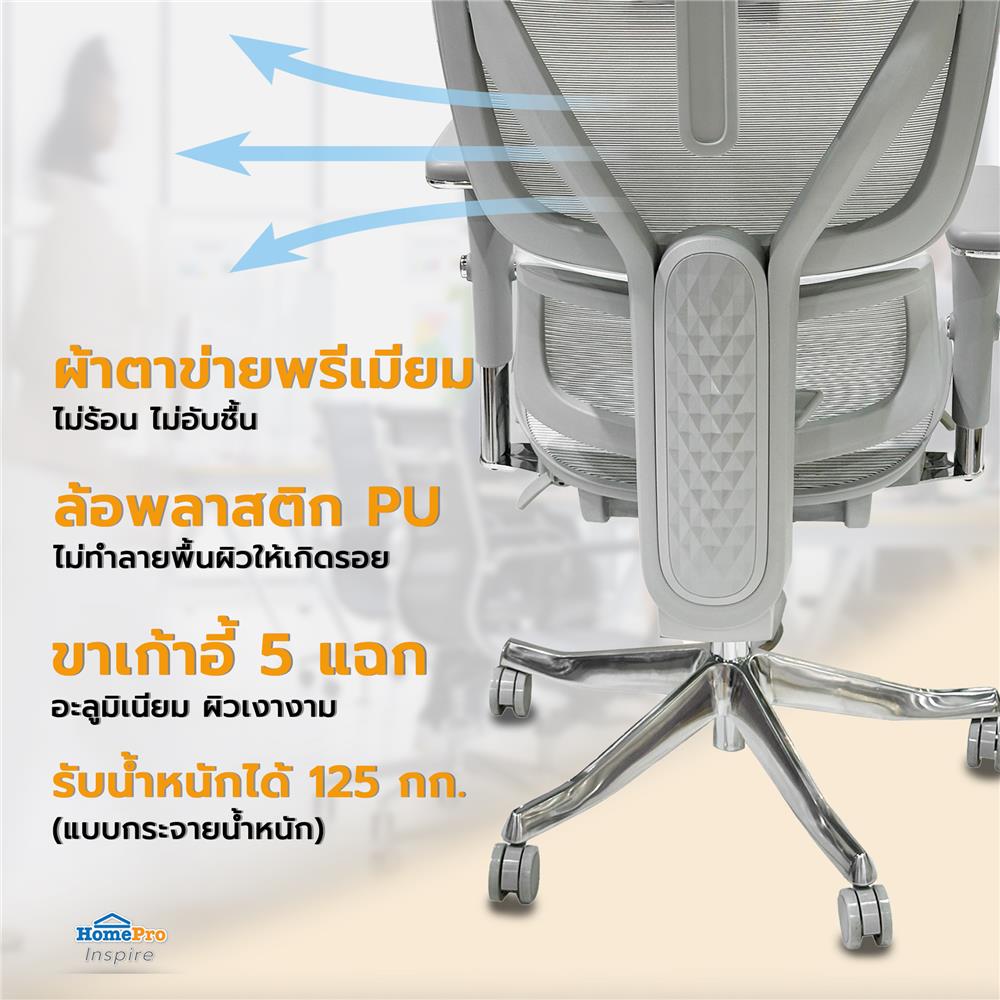 เก้าอี้สำนักงาน FURDINI MILEY MC-1144E NET สีเทา