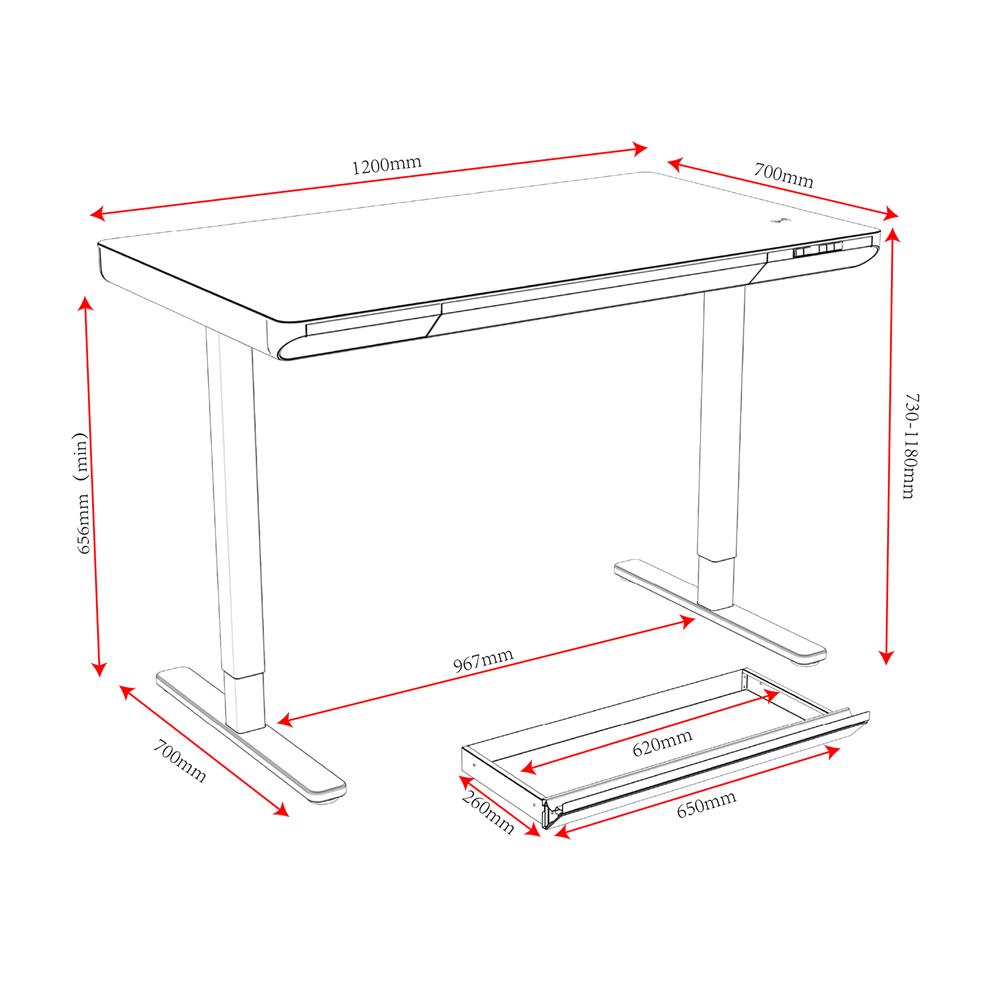 โต๊ะปรับระดับไฟฟ้า FURDINI VISTA THEA2D-FM1S2-1200L 120 ซม. สีไลท์ วอลนัท