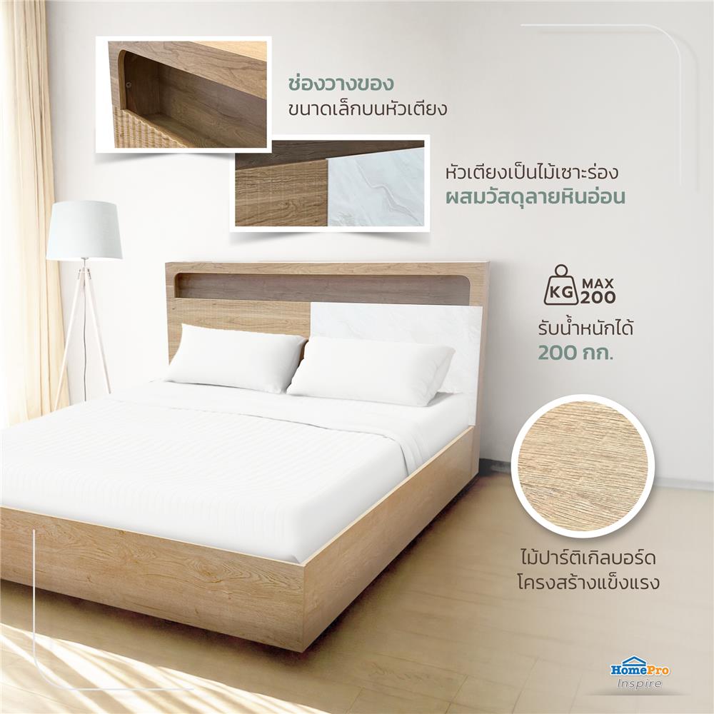 เตียง 6 ฟุต FURDINI TERRA สีโอ๊ค/ลายหิน