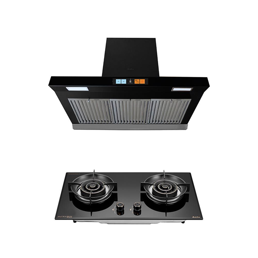 เตาฝัง+เครื่องดูดควัน AXIA BLU762+C-CONNECT90BK สีดำ_1