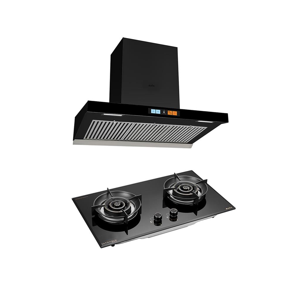 เตาฝัง+เครื่องดูดควัน AXIA BLU762+C-CONNECT90BK สีดำ