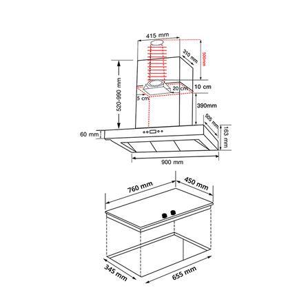 เตาฝัง+เครื่องดูดควัน AXIA BLU762+C-CONNECT90BK สีดำ_5