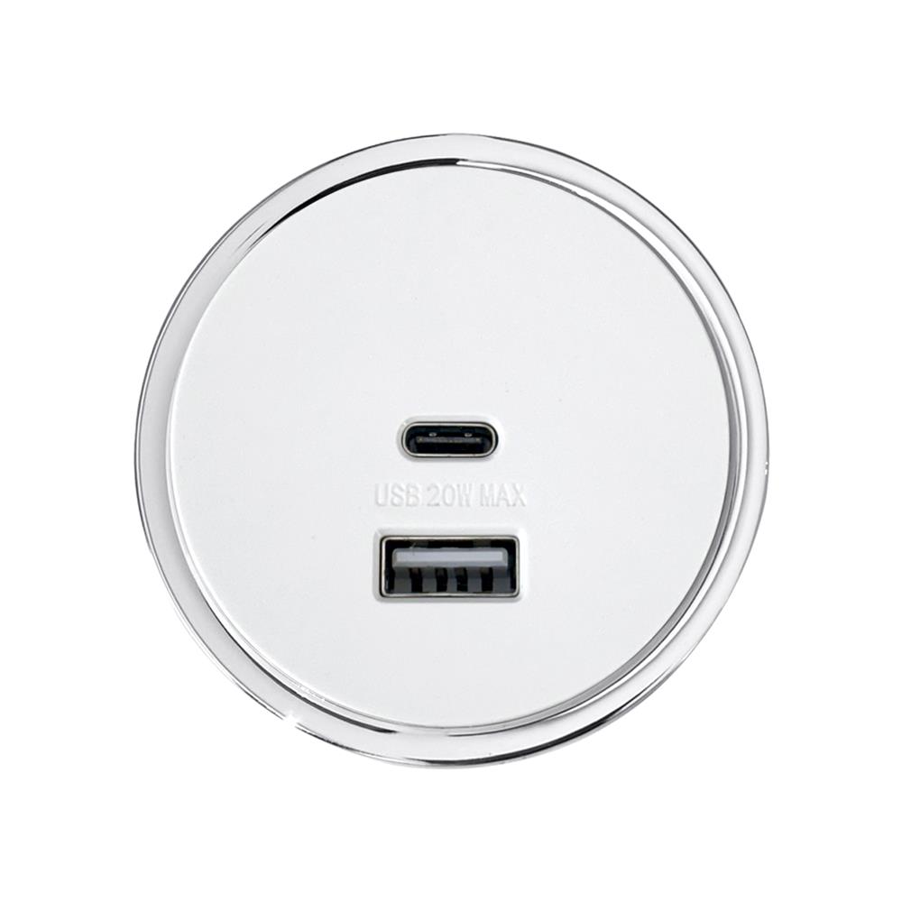 เต้ารับไร้สาย RANDY USB TYPE A/C PTU-20W 16 แอมป์ สีขาว_1