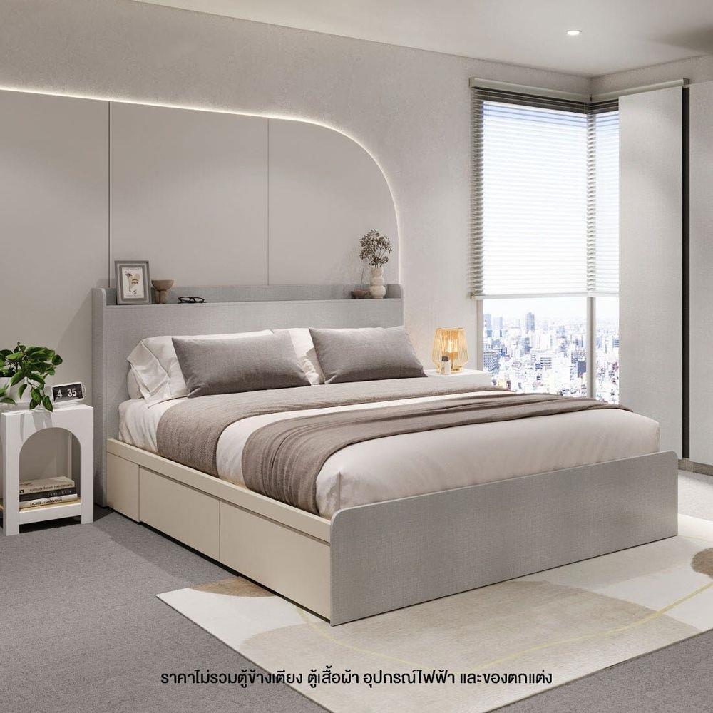 เตียง 6 ฟุต KONCEPT AIKO 19229385 สีครีม/ขาว