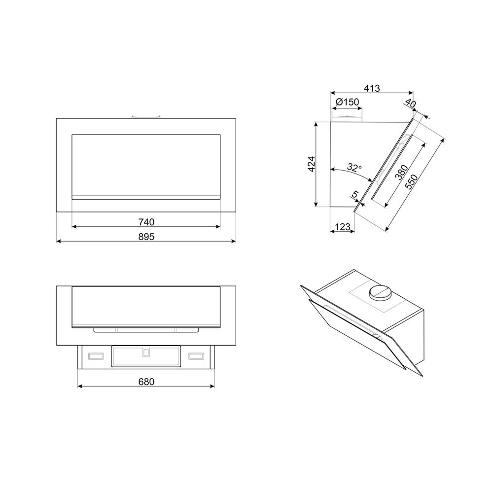 เครื่องดูดควันกระโจม SMEG KV194G 90 ซม.