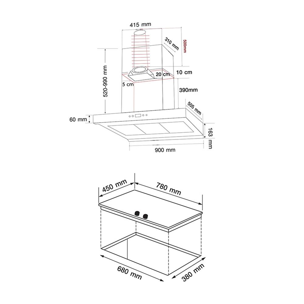 เตาฝัง+เครื่องดูดควัน AXIA ROSEE78-2G+C-BLACK90