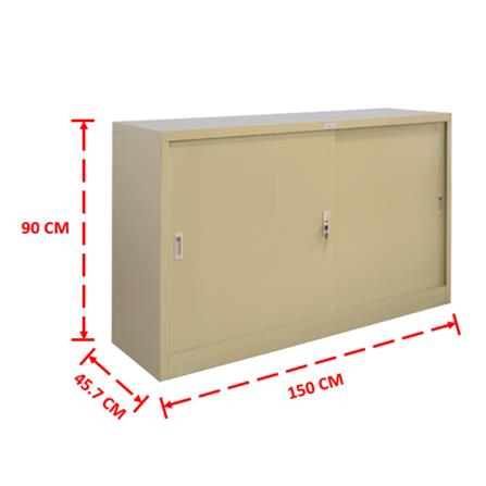 ตู้เตี้ยเหล็กบานเลื่อนทึบ WORKSCAPE ZDO-315 150 ซม. สีครีม_2