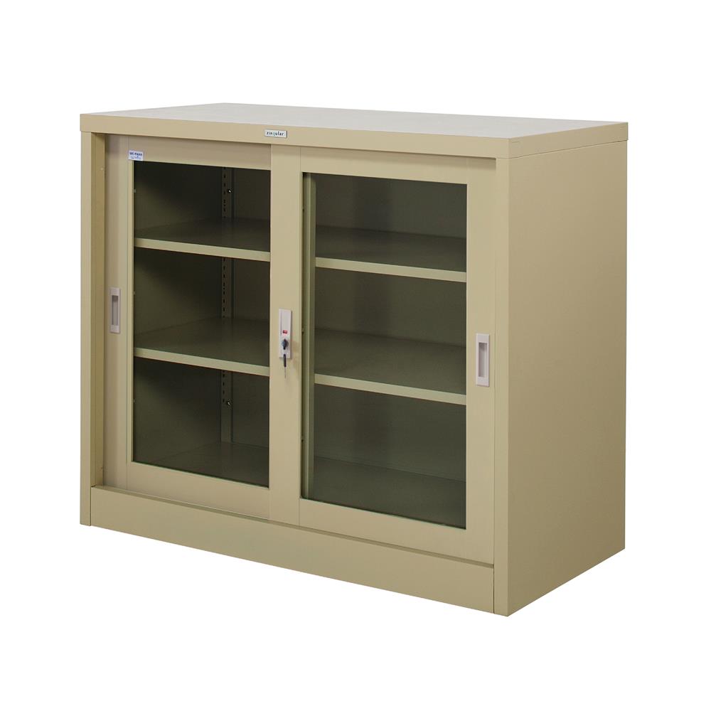 ตู้เหล็กบานเลื่อนกระจก WORKSCAPE ZDG-325 150 ซม. สีครีม