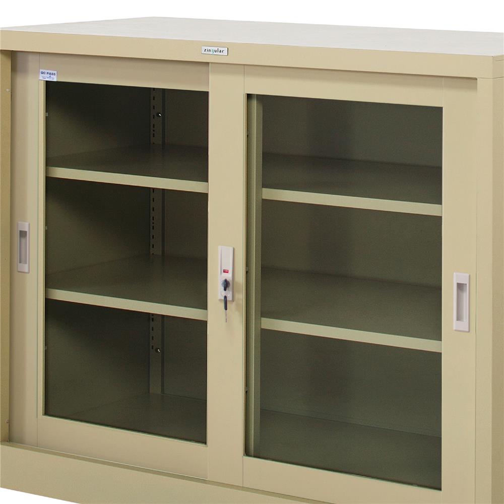 ตู้เหล็กบานเลื่อนกระจก WORKSCAPE ZDG-325 150 ซม. สีครีม