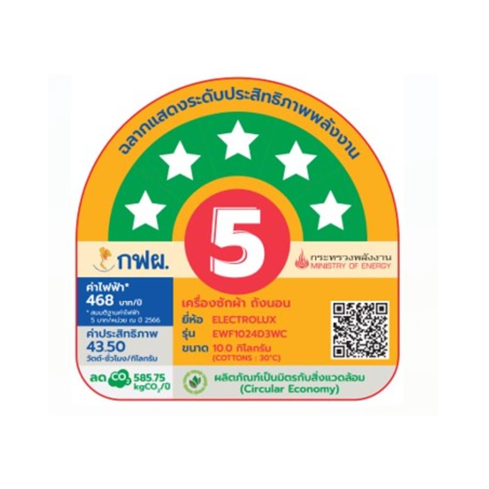 เครื่องซักผ้าฝาหน้าพร้อมขาตั้ง ELECTROLUX EWF1024D3WC 10 กก. 1200RPM อินเวอร์เตอร์ สีขาว